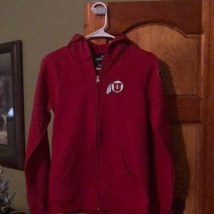 Boys Sz L (14) Utah Utes zippered hoodie.